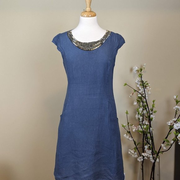 Lina Tomei Italian Linen Dress Medium - Picture 3 of 8